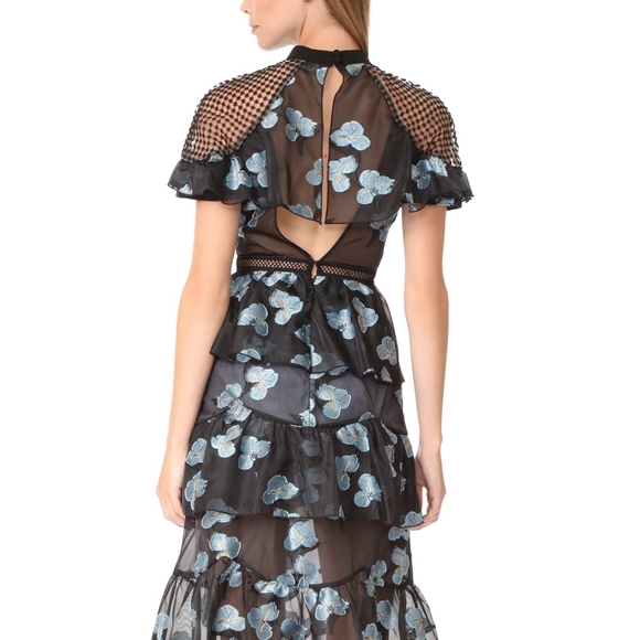 self portrait Fil Coupe Open Back Cape midi Dress - Picture 3 of 6